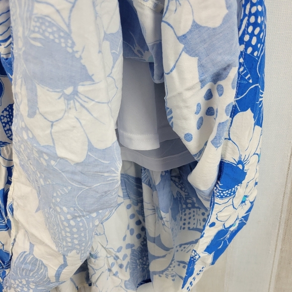 Polagram Floral Midi Dress Blue‎ White Size 2XL Modest - Picture 8 of 12